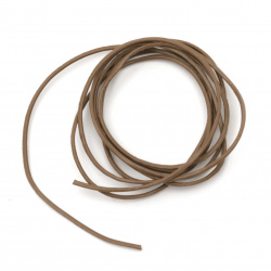 Natural leather cord 1 mm dark cappuccino - 1 meter
