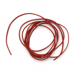 Шнур естествена кожа 1 мм червен - 1 метър