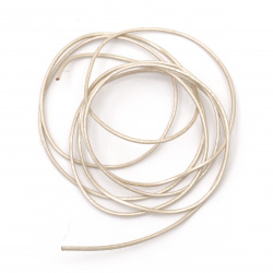 Natural leather cord 1 mm pearl color white - 1 meter