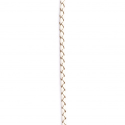 Cablu din piele naturală 3 mm rotund tricotat culoare alb - 1 metru