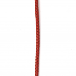 Δερμάτινο κορδόνι στρογγυλό πλεκτό 6 mm κόκκινο - 1 μέτρο