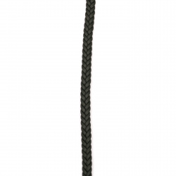 Eco leather cord 7x3 mm flat braid color black -1 meter