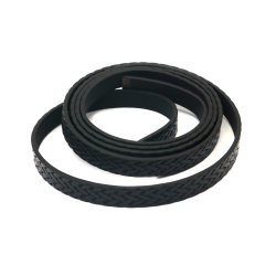 Faux Leather Braid Strip / 10x2 mm / Black - 1.20 meters