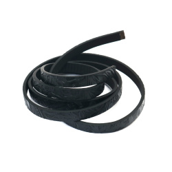 Faux Leather Embossed Strip /  10x3 mm / Black - 1.20 meters