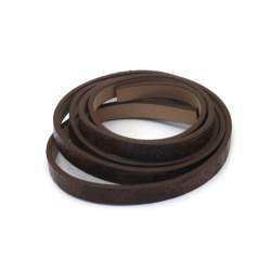 Faux Leather Embossed Strip /  10x3 mm / Brown - 1.20 meters