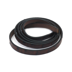 Artificial Leather Embossed Strip /  10x3 mm / Brown - 1.20 meters