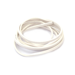 Faux Leather Cord 3x2 mm, White - 1.20 meters