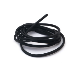 Artificial Leather Embossed Cord /   3x2 mm / Black - 1.20 meters