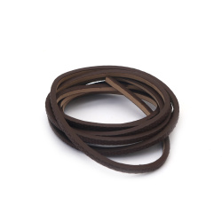 Faux Leather Cord 3x2 mm, Embossed brown - 1.20 meters