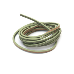 Faux Leather Cord 3x2 mm, Embossed Green - 1.20 meters