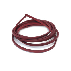 Artificial Leather Cord / 3x2 mm / Red with Glitter Powder - 1.20 meters