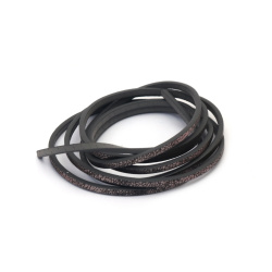 Faux Leather Cord 3x2 mm, Gray with Coating - 1.20 meters