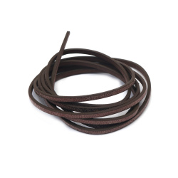 Faux Leather Cord 3x2 mm, Brown with Coating - 1.20 meters