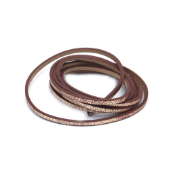 Artificial Leather Cord / 3x2 mm / Color: Dark Rose Ash with Coating - 1.20 meters