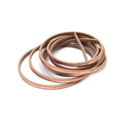 Artificial Leather Cord / 3x2 mm /  Flesh Color with Coating - 1.20 meters