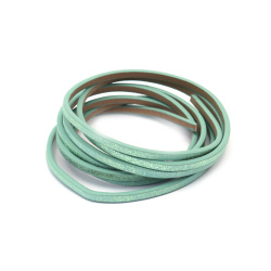 Faux Leather Cord 3x2 mm, Green with Coating - 1.20 meters