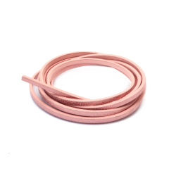 Snur din piele artificiala 3x2 mm culoare roz cu invelis -1,20 metri