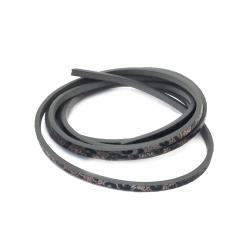 Faux Leather Cord / 3x2 mm / Color: Dark Gray with Leopard Pattern and Coating - 1.20 meters