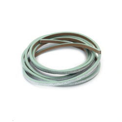 Faux Leather Cord / 3x2 mm / Light Green with Coating - 1.20 meters