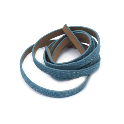 Artificial Leather and Textile Strip /  7x2 mm / Blue - 1.20 meters