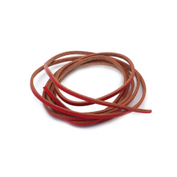 Artificial Leather Cord / 2x1.5 mm / Red - 1.20 meters