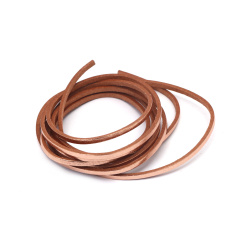 Artificial Leather Cord / 2x1.5 mm / Rose Gold Color - 1.20 meters