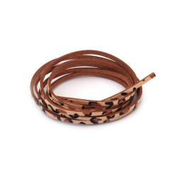 Artificial Leather Cord / 2.5x1.5 mm / Beige Color with Leopard Pattern - 1.20 meters