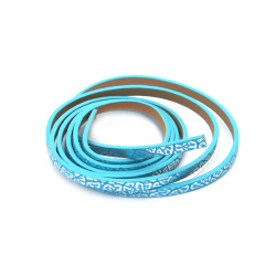 Artificial Leather Cord / 5x2 mm /  Light Blue with Silver - 1.20 meters