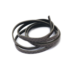 Artificial Leather Strap / 5x2 mm /  Imitation Snake Skin, Dark Gray Varnish - 1.10 meters