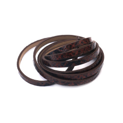 Eco Leather Cord / 5x3 mm /  Imitation Snake Skin, Dark Brown Varnish - 1.20 meters