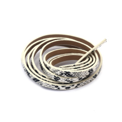Artificial Leather Strap / 5x3 mm /  Imitation Snake Skin / Black, Gray and White Varnish - 1.20 meters