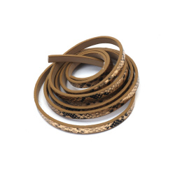 Artificial Leather Strap / 5x3 mm /  Imitation Snake Skin / Gold Color - 1.20 meters
