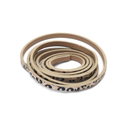 Faux Leather Cord / 5x3 mm / Light Gold Color with Leopard Pattern - 1.20 meters