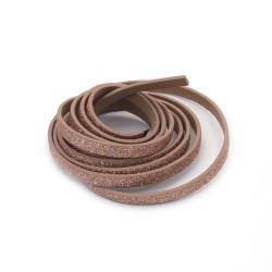 Artificial Leather Trim / 5x1.5 mm /  Rose Gold Color with Glitter Powder - 1.20 meters