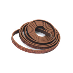 Artificial Leather Strip / 5x1.5 mm /  Brown Color with Glitter Powder - 1.20 meters