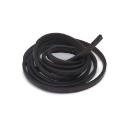 Artificial Flat Leather Cord / 5x2.5 mm / Embossed, Brown Color - 1.20 meters