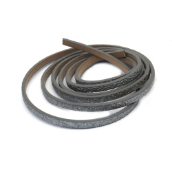 Artificial Leather Trim / 5x2.5 mm /  Embossed with Coating, Silver color - 1.30 meters