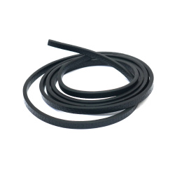 Artificial Leather Flat Cord / 5x3 mm / Black Color - 1.20 meters