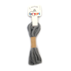 Cordon împletit din poliester tip mohair 5 mm culoare gri ~2,7 metri