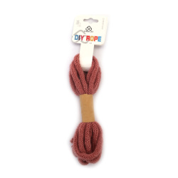 Soft Dusty Rose Polyester Mohair-Style Knitted Cord 5 mm – Fluffy, Elegant & Decorative Craft Yarn, ~2.7 m Roll