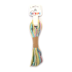 Colorful Gradient Yellow, Pink and Light Blue Cotton Rope 3 mm ~5 m – Perfect for Macramé, Knotting and Creative DIY Crafts