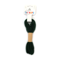 Dark Green Mohair-Style Braided Polyester Cord 5 mm ~2.7 m – Perfect for Knitting, Weaving and Creative DIY Crafts