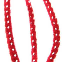 Braided Round Cord (V 143 Pan) / 3 mm / Red with White Silk Thread - 30 meters