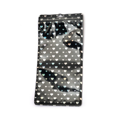 Μαύρα σακουλάκια σελοφάν με zip-lock 12x24 εκ. με καρδιές ουράνιου τόξου (ανάμεικτα σχέδια) – Στυλάτη, ανθεκτική & εντυπωσιακή συσκευασία για χειροτεχνίες, σετ 50 τεμαχίων