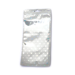 White Cellophane Zip Bags 12x24 cm with Rainbow Hearts – Cute, Elegant & Eye-Catching Packaging, Set of 50