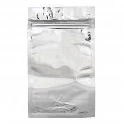 Cellophane bag 7/13 cm internal size 6 / 9.5 cm with zipper (channel) and aluminum back -10 pieces