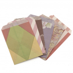 Paper envelope 9.5x13 cm with cover 1.5 cm ASSORTED models and colors -100 pieces