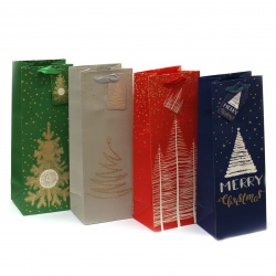ASSORTED Cardboard Gift Bags  for Christmas Holidays, 12.5x34.5x10 cm