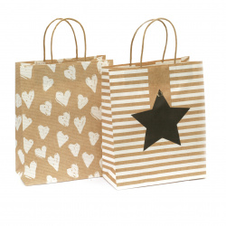ASSORTED Gift Bags made of Kraft Cardboard, 26x32x12.5 cm 