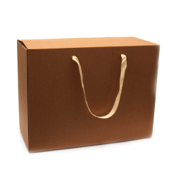 Corrugated Kraft Cardboard Folding Box with Handles / 40x18x30 cm
